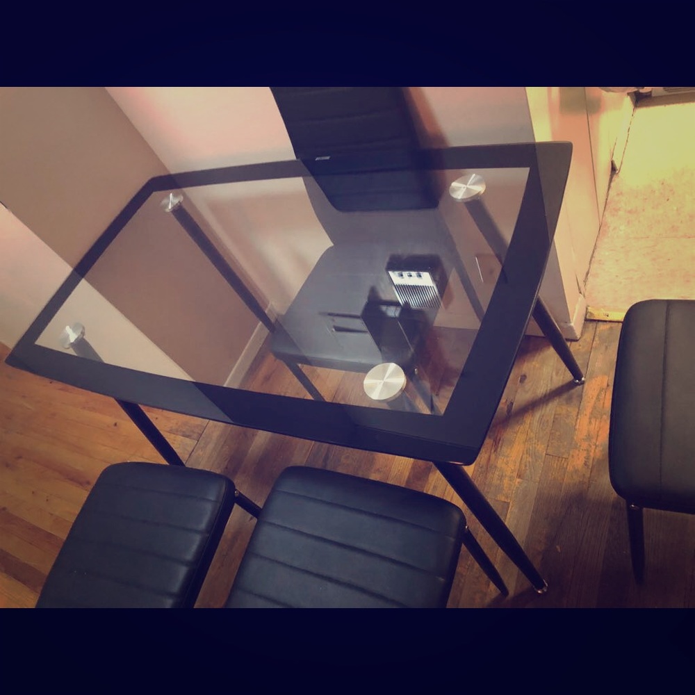 Glass Dining Table with 4 Chairs for Sale